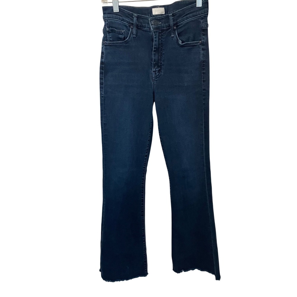MOTHER The Weekender Fray Jeans Chip On My Shoulder Dark Wash Flare Size 26
